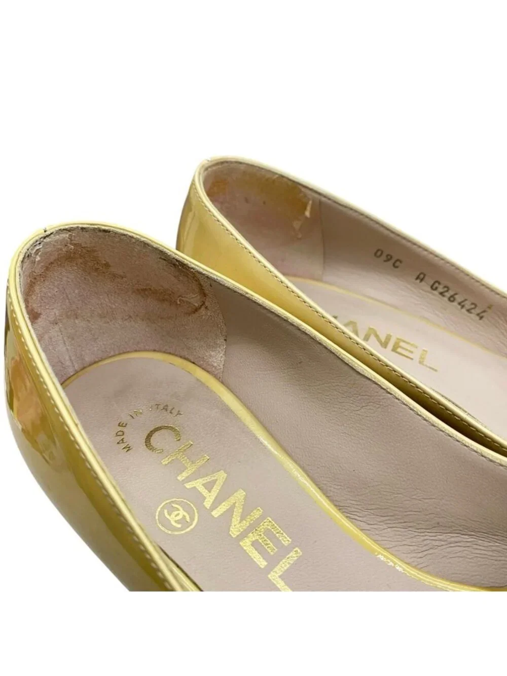 Chanel Patent Leather Pumps Yellow Heels